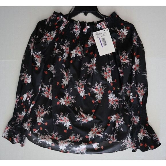 Adan Lippes Women's Sz M Black Floral Print Off-the-Shoulder Poplin Top $1,919 - Picture 6 of 7